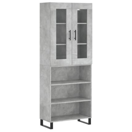 Buffet bahut commode armoire meuble de rangement organisateur cuisine salle de séjour salon haut 69,5 x 34 x 180 cm bois d'ingénierie gris 02_0034687