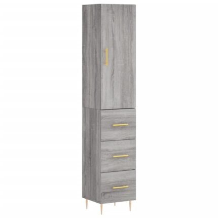 Buffet bahut commode armoire meuble de rangement organisateur cuisine salle de séjour salon haut sonoma 34,5 x 34 x 180 cm bois d'ingénierie gris 02_0035303