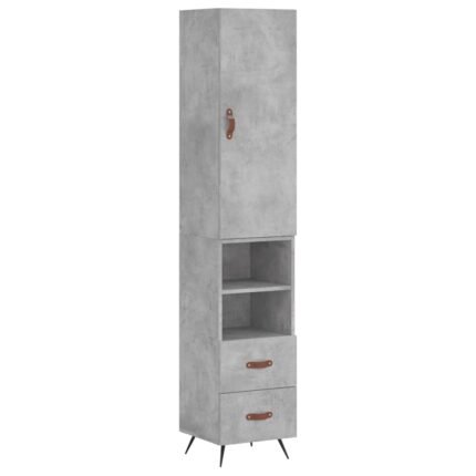 Buffet bahut commode armoire meuble de rangement organisateur cuisine salle de séjour salon haut 34,5 x 34 x 180 cm bois d'ingénierie gris 02_0034374