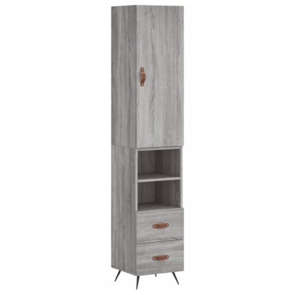 Buffet bahut commode armoire meuble de rangement organisateur cuisine salle de séjour salon haut sonoma 34,5 x 34 x 180 cm bois d'ingénierie gris 02_0035209