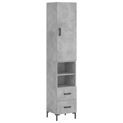 Buffet bahut commode armoire meuble de rangement organisateur cuisine salle de séjour salon haut 34,5 x 34 x 180 cm bois d'ingénierie gris 02_0034407