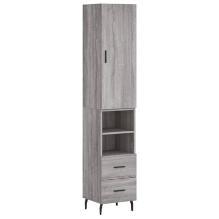 Buffet bahut commode armoire meuble de rangement organisateur cuisine salle de séjour salon haut sonoma 34,5 x 34 x 180 cm bois d'ingénierie gris 02_0035288