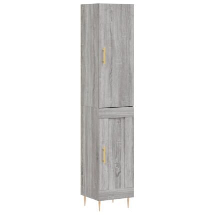 Buffet bahut commode armoire meuble de rangement organisateur cuisine salle de séjour salon haut sonoma 34,5 x 34 x 180 cm bois d'ingénierie gris 02_0035256