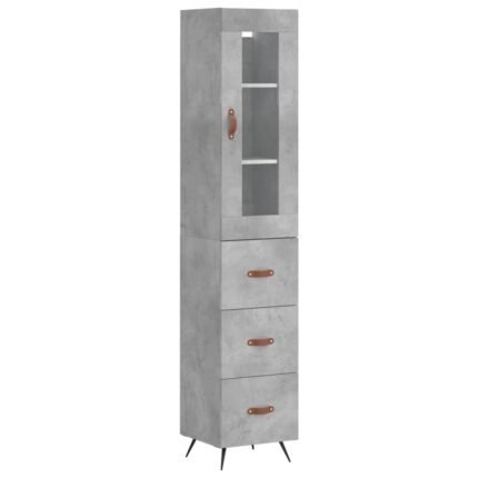 Buffet bahut commode armoire meuble de rangement organisateur cuisine salle de séjour salon haut 34,5 x 34 x 180 cm bois d'ingénierie gris 02_0034307