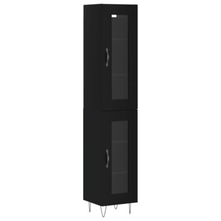 Buffet bahut commode armoire meuble de rangement organisateur cuisine salle de séjour salon haut 34,5 x 34 x 180 cm bois d'ingénierie noir 02_0034805
