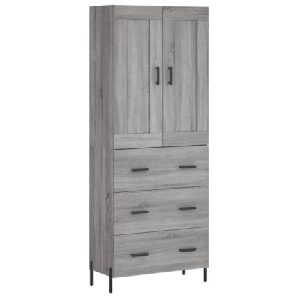 Buffet bahut commode armoire meuble de rangement organisateur cuisine salle de séjour salon haut sonoma 69,5 x 34 x 180 cm bois d'ingénierie gris 02_0035592