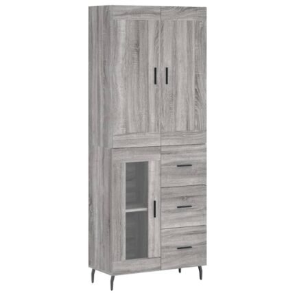 Buffet bahut commode armoire meuble de rangement organisateur cuisine salle de séjour salon haut sonoma 69,5 x 34 x 180 cm bois d'ingénierie gris 02_0035520