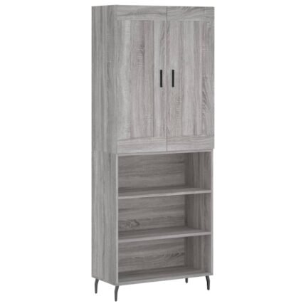 Buffet bahut commode armoire meuble de rangement organisateur cuisine salle de séjour salon haut sonoma 69,5 x 34 x 180 cm bois d'ingénierie gris 02_0035625