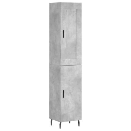 Buffet bahut commode armoire meuble de rangement organisateur cuisine salle de séjour salon haut 34,5 x 34 x 180 cm bois d'ingénierie gris 02_0034340