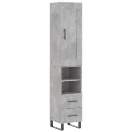 Buffet bahut commode armoire meuble de rangement organisateur cuisine salle de séjour salon haut 34,5 x 34 x 180 cm bois d'ingénierie gris 02_0034384