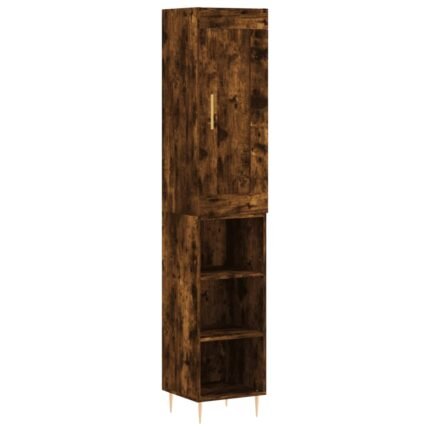 Buffet bahut commode armoire meuble de rangement organisateur cuisine salle de séjour salon haut 34,5 x 34 x 180 cm bois d'ingénierie marron 02_0033182