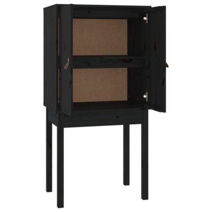 Buffet bahut commode armoire meuble de rangement organisateur cuisine salle de séjour salon haut 60 x 40 x 120 cm bois massif de pin noir 02_0034948