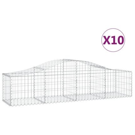 Paniers à gabions clôture cage mur de soutènement arqués 10 pcs 200 x 50 x 40/60 cm fer galvanisé Argent 02_0040247
