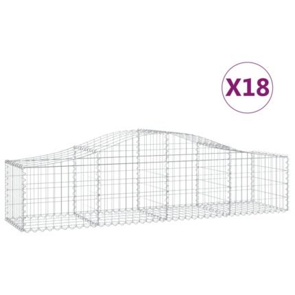 Paniers à gabions clôture cage mur de soutènement arqués 18 pcs 200 x 50 x 40/60 cm fer galvanisé Argent 02_0040505
