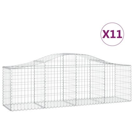 Paniers à gabions clôture cage mur de soutènement arqués 11 pcs 200 x 50 x 60/80 cm fer galvanisé Argent 02_0040335