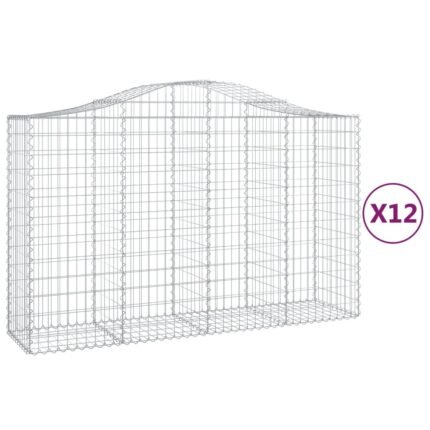 Paniers à gabions clôture cage mur de soutènement arqués 1lot de 2 200 x 50 x 120/140 cm fer galvanisé Argent 02_0040529