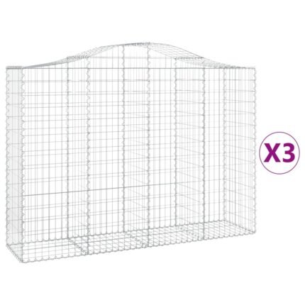 Paniers à gabions clôture cage mur de soutènement arqués 3 pcs 200 x 50 x 140/160 cm fer galvanisé Argent 02_0040747