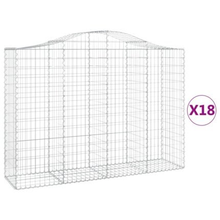 Paniers à gabions clôture cage mur de soutènement arqués 18 pcs 200 x 50 x 140/160 cm fer galvanisé Argent 02_0040499