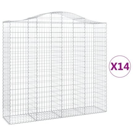 Paniers à gabions clôture cage mur de soutènement arqués 1lot de 4 200 x 50 x 180/200 cm fer galvanisé Argent 02_0040581