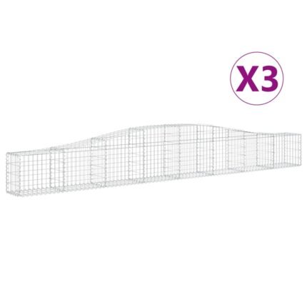 Paniers à gabions clôture cage mur de soutènement arqués 3 pcs 400 x 30 x 40/60 cm fer galvanisé Argent 02_0040791