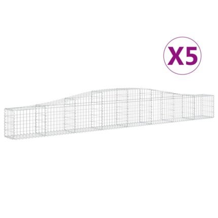 Paniers à gabions clôture cage mur de soutènement arqués 5 pcs 400 x 30 x 40/60 cm fer galvanisé Argent 02_0040931