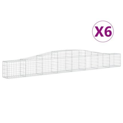 Paniers à gabions clôture cage mur de soutènement arqués 6 pcs 400 x 30 x 40/60 cm fer galvanisé Argent 02_0041041