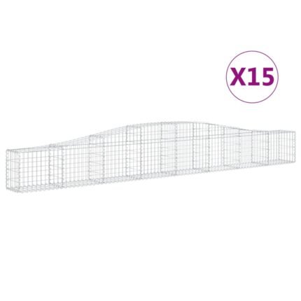 Paniers à gabions clôture cage mur de soutènement arqués 15 pcs 400 x 30 x 40/60 cm fer galvanisé Argent 02_0040450