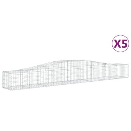 Paniers à gabions clôture cage mur de soutènement arqués 5 pcs 400 x 50 x 40/60 cm fer galvanisé Argent 02_0040952