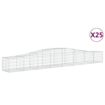 Paniers à gabions clôture cage mur de soutènement arqués 25 pcs 400 x 50 x 40/60 cm fer galvanisé Argent 02_0040720