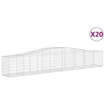 Paniers à gabions clôture cage mur de soutènement arqués 20 pcs 400 x 50 x 60/80 cm fer galvanisé Argent 02_0040658