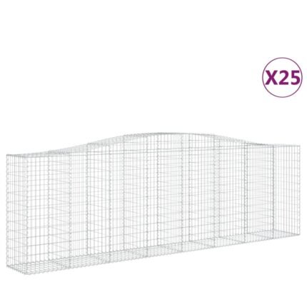 Paniers à gabions clôture cage mur de soutènement arqués 25 pcs 400 x 50 x 120/140 cm fer galvanisé Argent 02_0040711