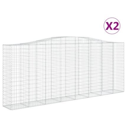 Lot de 2 paniers à gabions clôture cage mur de soutènement arqués 400 x 50 x 160/180 cm fer galvanisé Argent 02_0041406