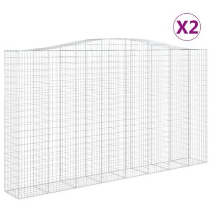 Lot de 2 paniers à gabions clôture cage mur de soutènement arqués 400 x 50 x 220/240 cm fer galvanisé Argent 02_0041411