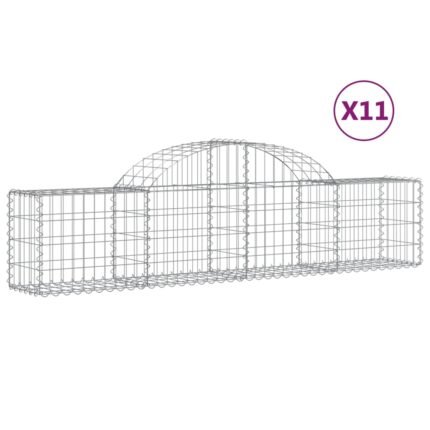 Paniers à gabions clôture cage mur de soutènement arqués 11 pcs 200 x 30 x 40/60 cm fer galvanisé Argent 02_0040315