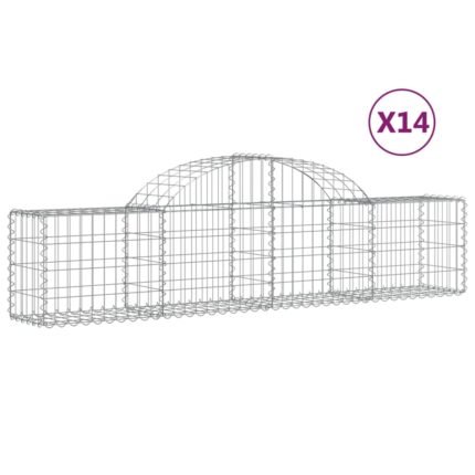 Paniers à gabions clôture cage mur de soutènement arqués 1lot de 4 200 x 30 x 40/60 cm fer galvanisé Argent 02_0040568