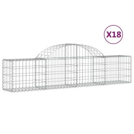 Paniers à gabions clôture cage mur de soutènement arqués 18 pcs 200 x 30 x 40/60 cm fer galvanisé Argent 02_0040491