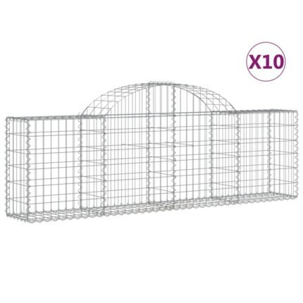 Paniers à gabions clôture cage mur de soutènement arqués 10 pcs 200 x 30 x 60/80 cm fer galvanisé Argent 02_0040231