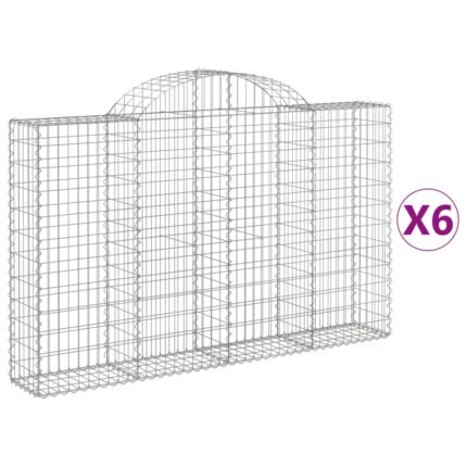 Paniers à gabions clôture cage mur de soutènement arqués 6 pcs 200 x 30 x 120/140 cm fer galvanisé Argent 02_0040982