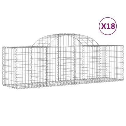 Paniers à gabions clôture cage mur de soutènement arqués 18 pcs 200 x 50 x 60/80 cm fer galvanisé Argent 02_0040508