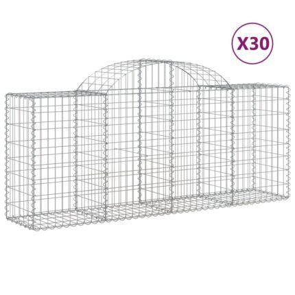 Paniers à gabions clôture cage mur de soutènement arqués 30 pcs 200 x 50 x 80/100 cm fer galvanisé Argent 02_0040837