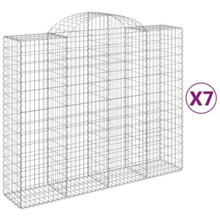 Paniers à gabions clôture cage mur de soutènement arqués 7 pcs 200 x 50 x 160/180 cm fer galvanisé Argent 02_0041089