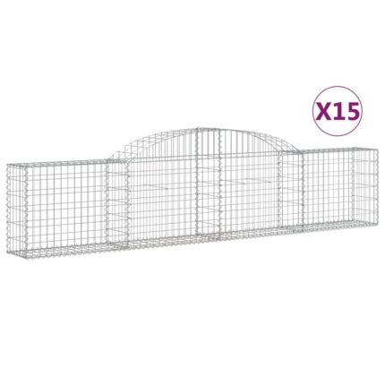Paniers à gabions clôture cage mur de soutènement arqués 15 pcs 300 x 30 x 60/80 cm fer galvanisé Argent 02_0040432
