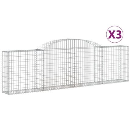 Paniers à gabions clôture cage mur de soutènement arqués 3 pcs 300 x 30 x 80/100 cm fer galvanisé Argent 02_0040769