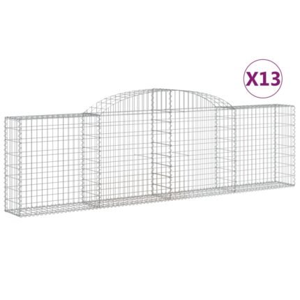 Paniers à gabions clôture cage mur de soutènement arqués 13 pcs 300 x 30 x 80/100 cm fer galvanisé Argent 02_0040390