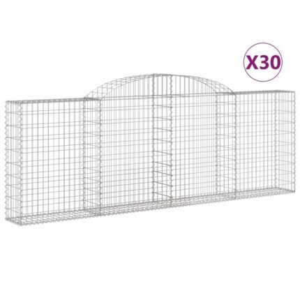 Paniers à gabions clôture cage mur de soutènement arqués 30 pcs 300 x 30 x 100/120 cm fer galvanisé Argent 02_0040838