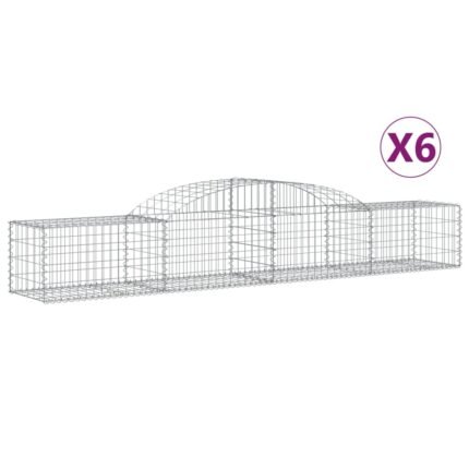 Paniers à gabions clôture cage mur de soutènement arqués 6 pcs 300 x 50 x 40/60 cm fer galvanisé Argent 02_0041028