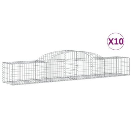 Paniers à gabions clôture cage mur de soutènement arqués 10 pcs 300 x 50 x 40/60 cm fer galvanisé Argent 02_0040267