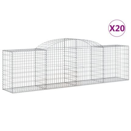 Paniers à gabions clôture cage mur de soutènement arqués 20 pcs 300 x 50 x 80/100 cm fer galvanisé Argent 02_0040629