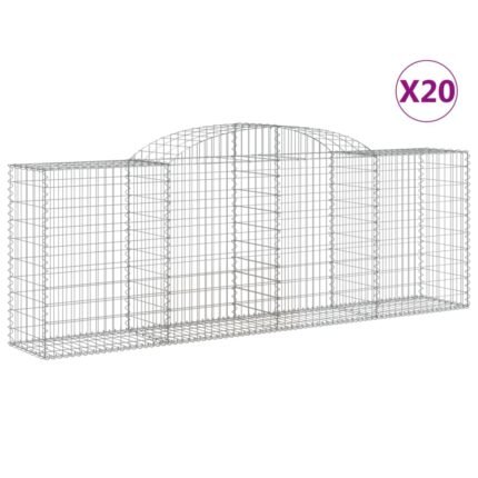 Paniers à gabions clôture cage mur de soutènement arqués 20 pcs 300 x 50 x 100/120 cm fer galvanisé Argent 02_0040623
