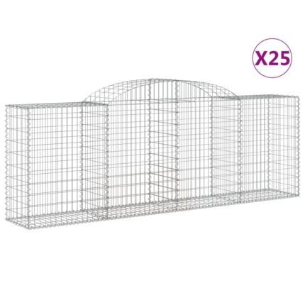 Paniers à gabions clôture cage mur de soutènement arqués 25 pcs 300 x 50 x 100/120 cm fer galvanisé Argent 02_0040693